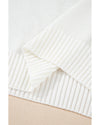 White Eyelet Knit Tied Back Short Sleeve Sweater - 2XL
