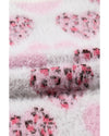 Pink Heart Leopard Print Pearled Ribbed Trim Fuzzy Sweater - M