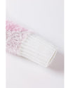 Pink Heart Leopard Print Pearled Ribbed Trim Fuzzy Sweater - M