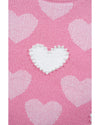 Pink Pearled Heart Print Valentines Crew Neck Sweater - XL
