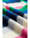 Bright Green Rainbow Striped Crew Neck Drop Shoulder Sweater - M