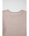 Simply Taupe Colorblock Exposed Seam Round Neck Sweater - M