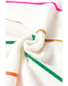 White Colorblock Striped Half Sleeve Drop Shoulder Sweater - XL