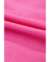 Bright Pink Corded Flower Bow Ribbed Trim Casual Sweater - L