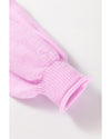 Pink Raw Edge Ribbed Detail Drop Shoulder Sweater - M