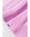 Pink Raw Edge Ribbed Detail Drop Shoulder Sweater - S