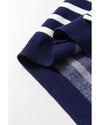 Blue Stripe Knitted Bow Decor Sweater Vest - L