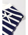 Blue Stripe Knitted Bow Decor Sweater Vest - L