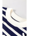 Blue Stripe Knitted Bow Decor Sweater Vest - M