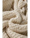 Jet Stream Hollow-out Kangaroo Pocket V Neck Hooded Sweater - L