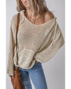 Jet Stream Hollow-out Kangaroo Pocket V Neck Hooded Sweater - XL