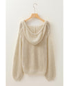 Jet Stream Hollow-out Kangaroo Pocket V Neck Hooded Sweater - XL