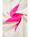 White Star Pattern Colorblock Striped Edge Drop Shoulder Sweater - M