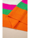 White Star Pattern Colorblock Striped Edge Drop Shoulder Sweater - XL