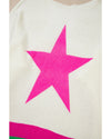 White Star Pattern Colorblock Striped Edge Drop Shoulder Sweater - XL