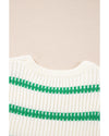 Bright Green Striped Round Neck Casual Sweater Vest - L