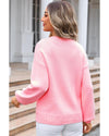 Pink Bow Graphic Drop Shoulder Round Neck Sweater - M