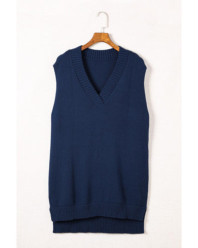 Dark Blue Knit Vest Pullover Sweater - XL