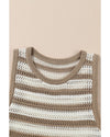 Khaki Stripe Hollowed Knit Sleeveless Sweater Dress - XS