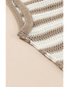 Khaki Stripe Hollowed Knit Sleeveless Sweater Dress - XS