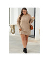 Parchment Cable Knit Drop Shoulder Loose Fit Sweater Dress - S