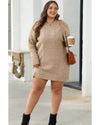 Parchment Cable Knit Drop Shoulder Loose Fit Sweater Dress - S