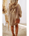 Parchment Cable Knit Drop Shoulder Loose Fit Sweater Dress - XL