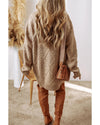 Parchment Cable Knit Drop Shoulder Loose Fit Sweater Dress - XL