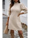 Parchment Pearl Beaded High Neck Bodycon Sweater Dress - L
