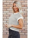 Black Stripe Ribbed Trim Loose Fit Knitted Sweater Vest - L