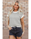 Black Stripe Ribbed Trim Loose Fit Knitted Sweater Vest - L