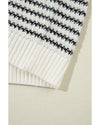 Black Stripe Ribbed Trim Loose Fit Knitted Sweater Vest - L