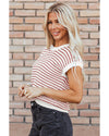 Red Stripe Ribbed Trim Loose Fit Knitted Sweater Vest - L