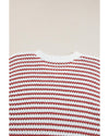 Red Stripe Ribbed Trim Loose Fit Knitted Sweater Vest - L