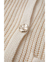 White Solid Textured Knit Side Pockets Buttoned Sweater Vest - XL