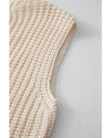 White Solid Textured Knit Side Pockets Buttoned Sweater Vest - XL