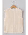 White Solid Textured Knit Side Pockets Buttoned Sweater Vest - XL