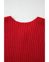 Fiery Red Solid Textured Knit Side Pockets Buttoned Sweater Vest - M