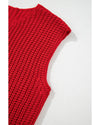 Fiery Red Solid Textured Knit Side Pockets Buttoned Sweater Vest - S