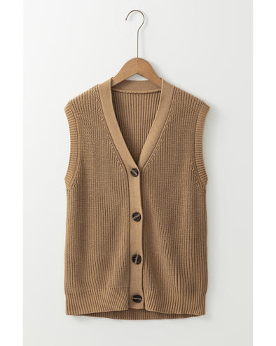 Parchment V Neck Buttoned Front Sweater Vest - XL