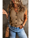 Parchment V Neck Buttoned Front Sweater Vest - XL