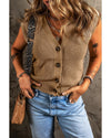 Parchment V Neck Buttoned Front Sweater Vest - XL