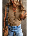 Parchment V Neck Buttoned Front Sweater Vest - XL