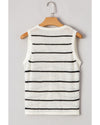 Black Stripe Buttoned V Neck Slim Fit Sweater Vest - S