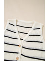 Black Stripe Buttoned V Neck Slim Fit Sweater Vest - S