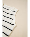Black Stripe Buttoned V Neck Slim Fit Sweater Vest - S