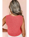 Tomato Red Lace-up Front V Neck Sweater Vest - L