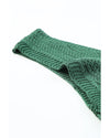 Green Hollowed Knit V Neck Tank Top - L