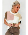 Multicolor Colorblock Mix Textured Sweater Tee - XL