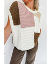Multicolor Colorblock Mix Textured Sweater Tee - XL